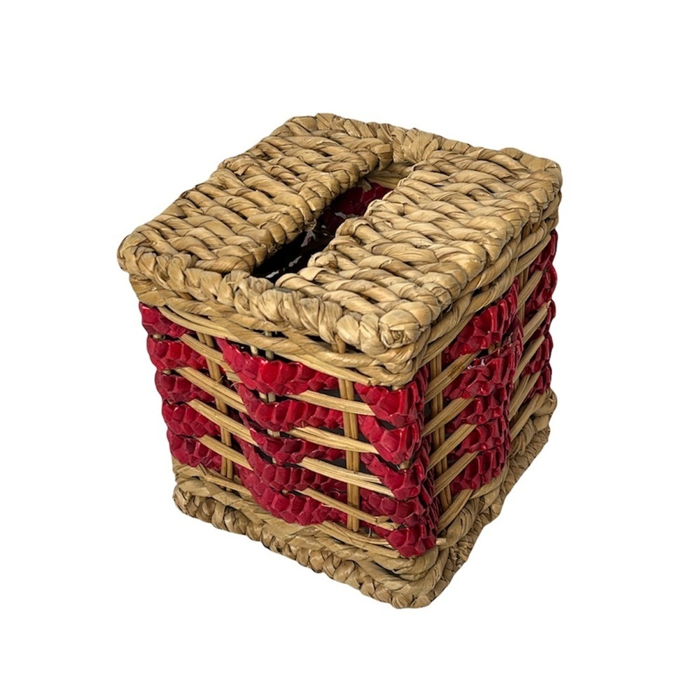 Rustic Woven Rattan Wicker Tissue Box Cover - Picture 2 of 5